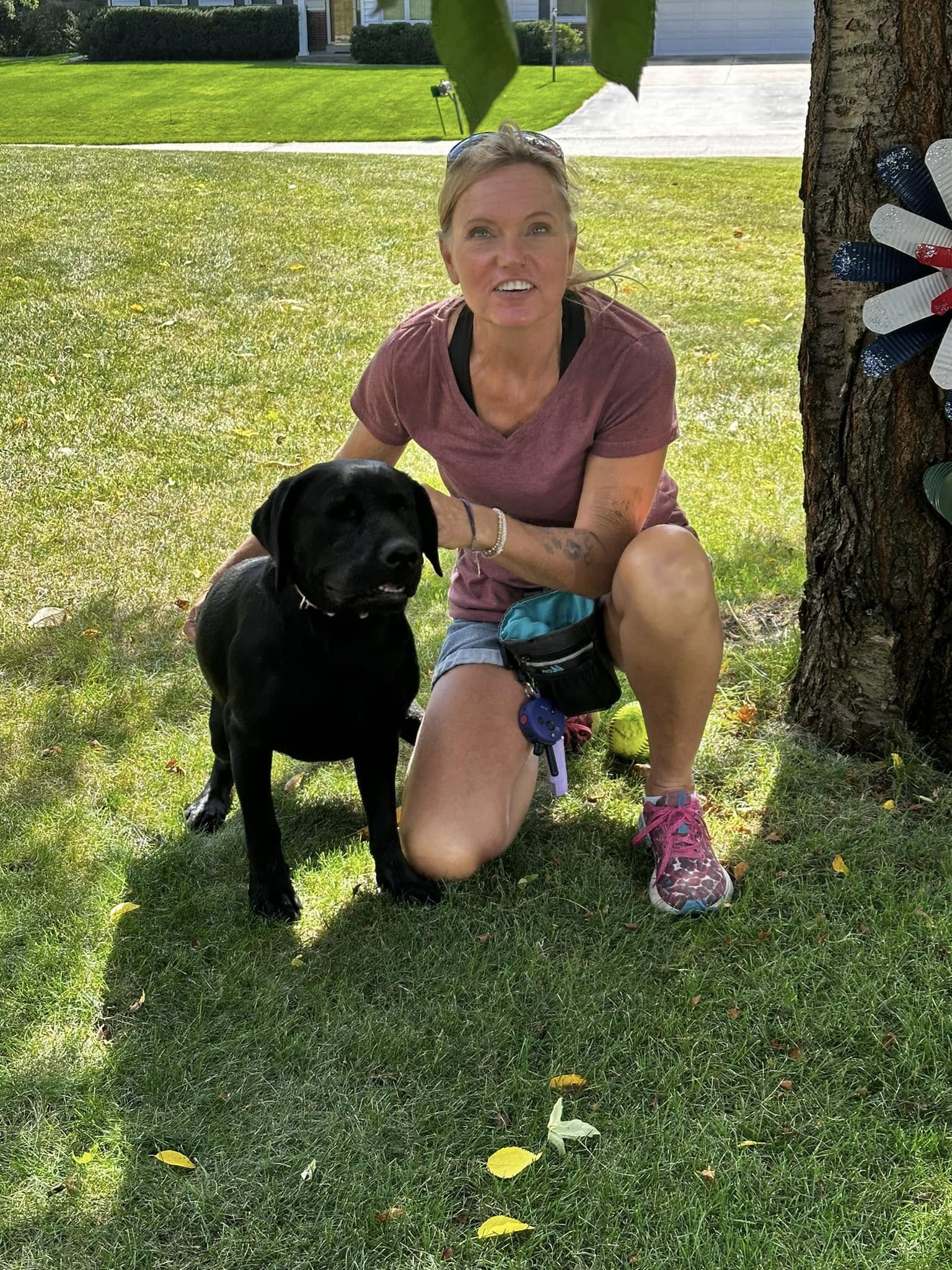 Professional dog trainer building focus and engagement with dog